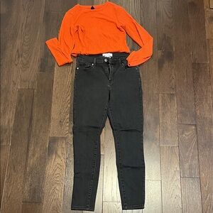 Pistola Black Skinny Jeans with Orange Long Sleeve Bodysuit